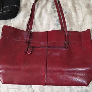 Elegant Red Leather Tote Bag